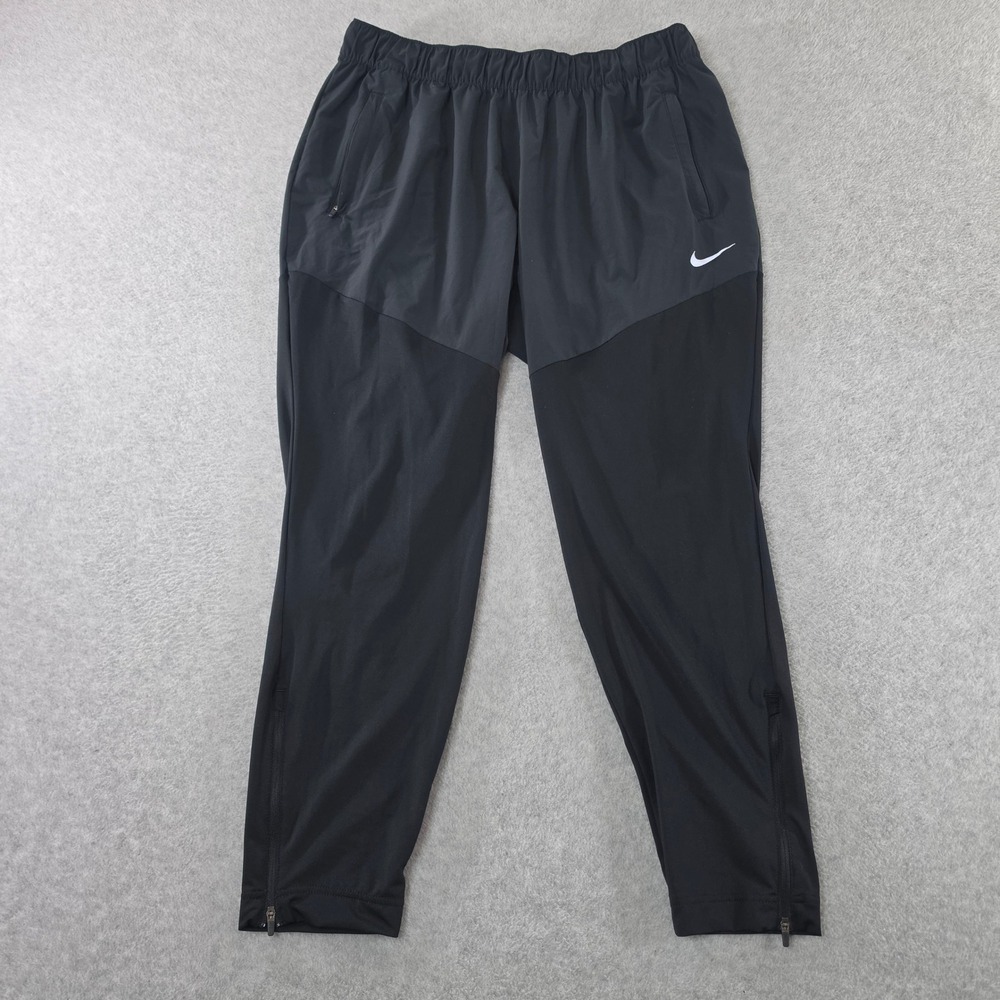 Nike Dri-FIT Mens Running Pants Black Tapered Zipper Ankle XL